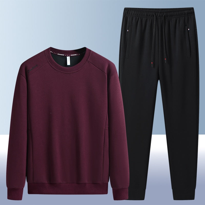 Men's Comfortable Microfleece Training Set with Round Neck Sweatshirt & Tapered Jogging Pants Mune Fashion