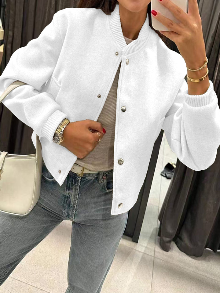 Women's short bomber-style jacket made of teddy fleece with ribbed cuffs Drune