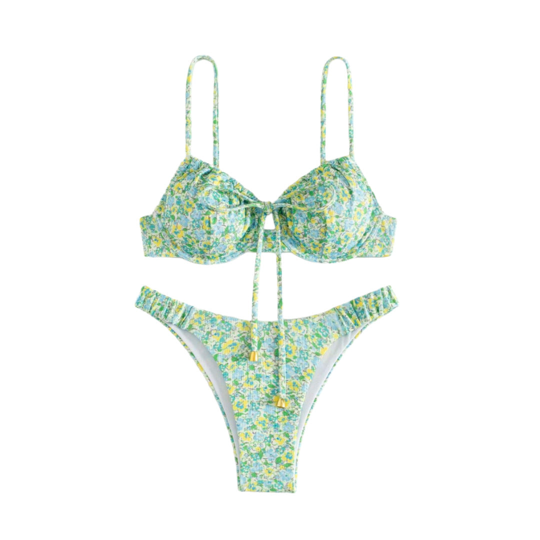 Ladies Floral Bikini with high-quality ruffles and adjustable straps Mune Fashion