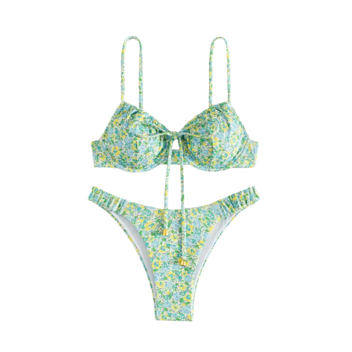 Ladies Floral Bikini with high-quality ruffles and adjustable straps Mune Fashion