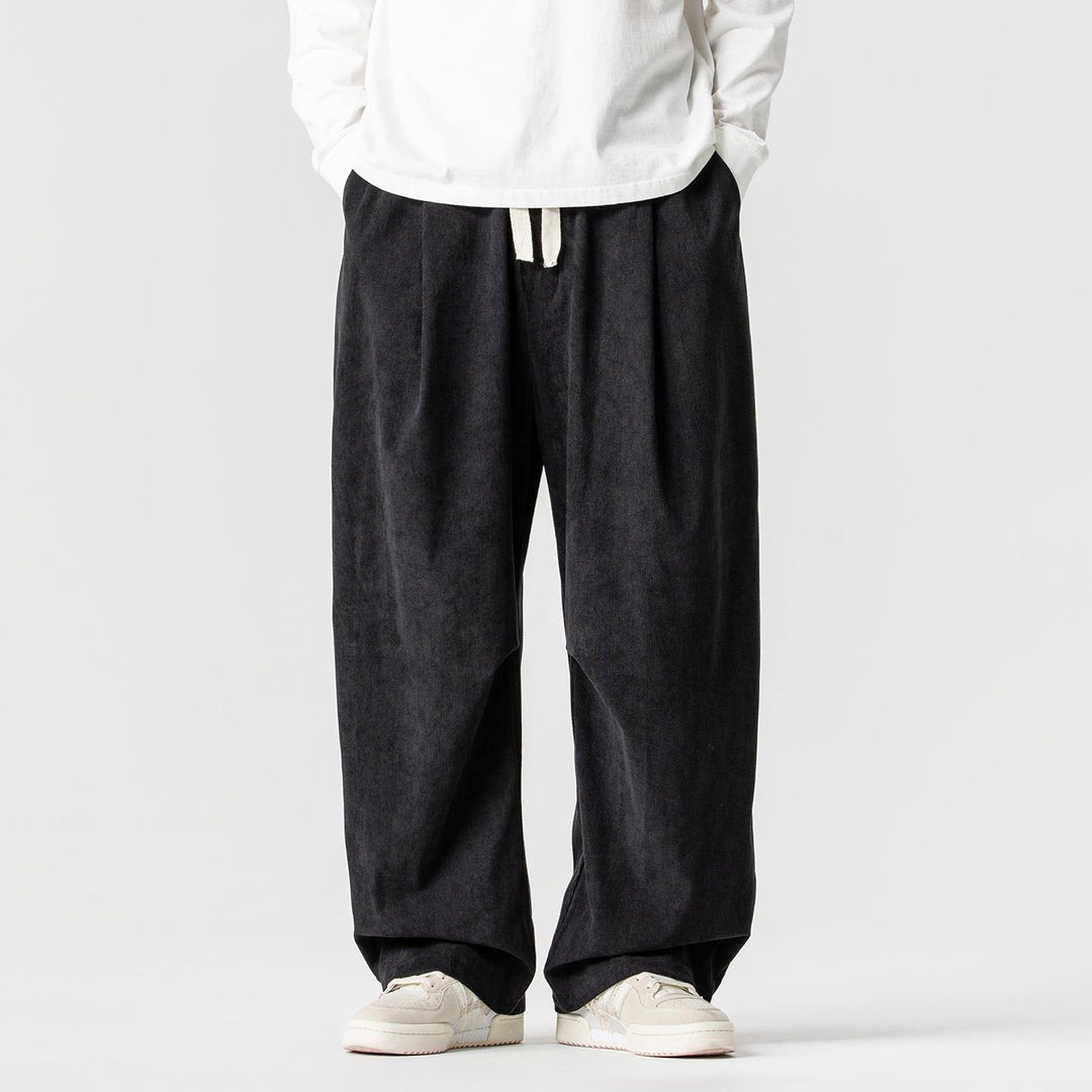 Men's wide cord pants with drawstring, pleats, and relaxed fit Mune Fashion