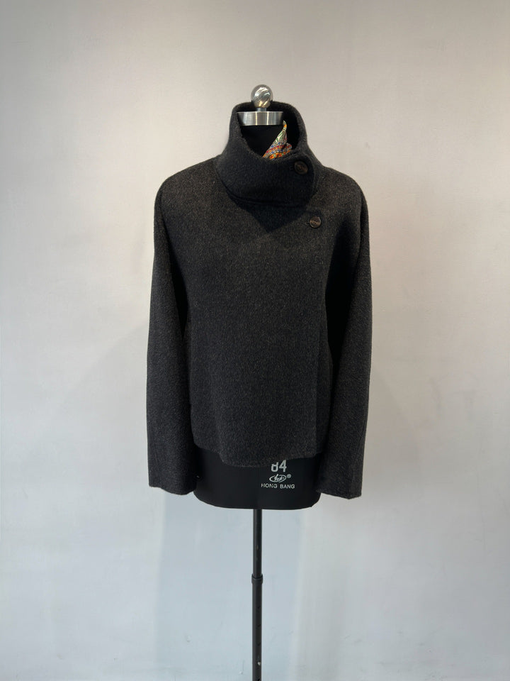 Women's Cozy Oversized Mock Neck Pullover Mune Fashion
