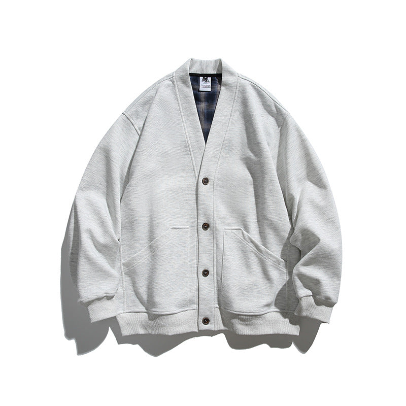 Unisex Boxy-Cardigan Jacket with V-neck, patch pockets and checked lined interior Mune Fashion