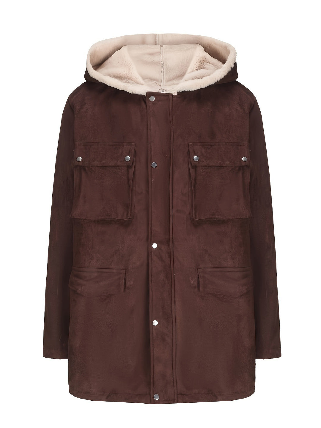 Women's parka with teddy lining, hood and applied pockets Mune Fashion