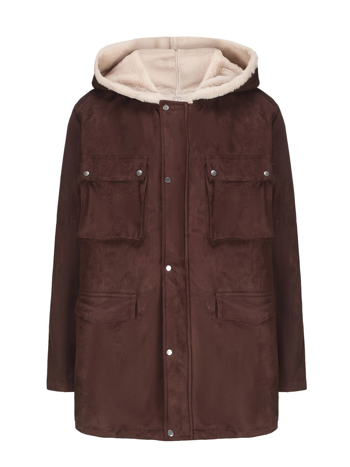 Women's parka with teddy lining, hood and applied pockets Mune Fashion