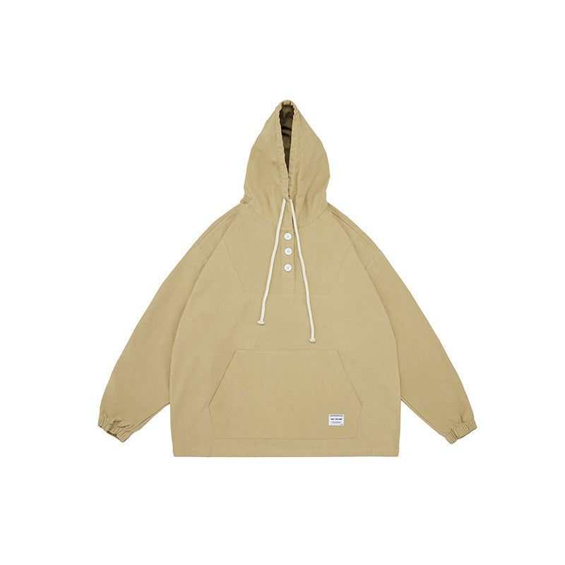 Unisex Oversized Hoodie with Button Placket, Kangaroo Pocket and Elastic Cuffs Mune Fashion