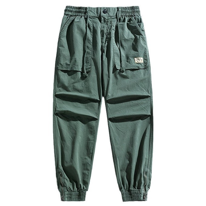 Men's Relaxed-Fit Cargo Jogger with Drawstring Waist, Knee Pleats and Zip Cuffs Mune Fashion