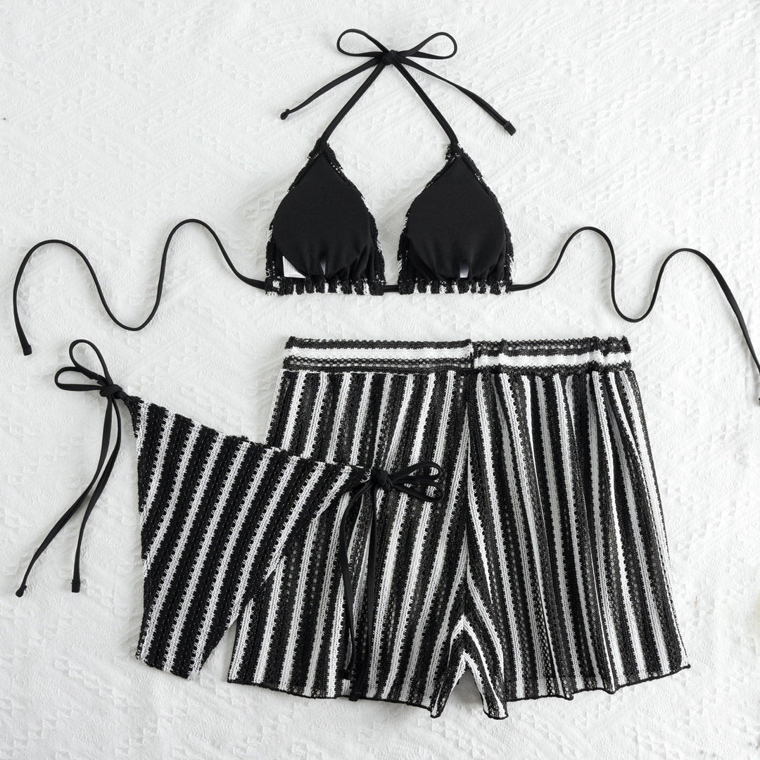 Women's Bikini Set with Ruffle Details and High-Waisted Shorts Mune Fashion