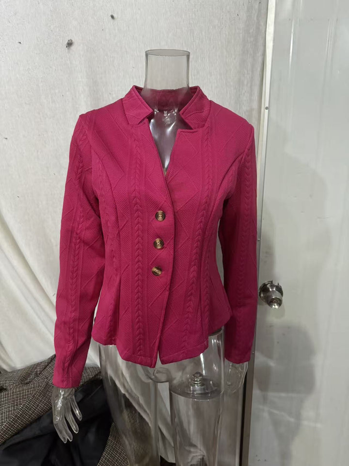 Women's structured blazer with cable pattern and stand-up collar Mune Fashion