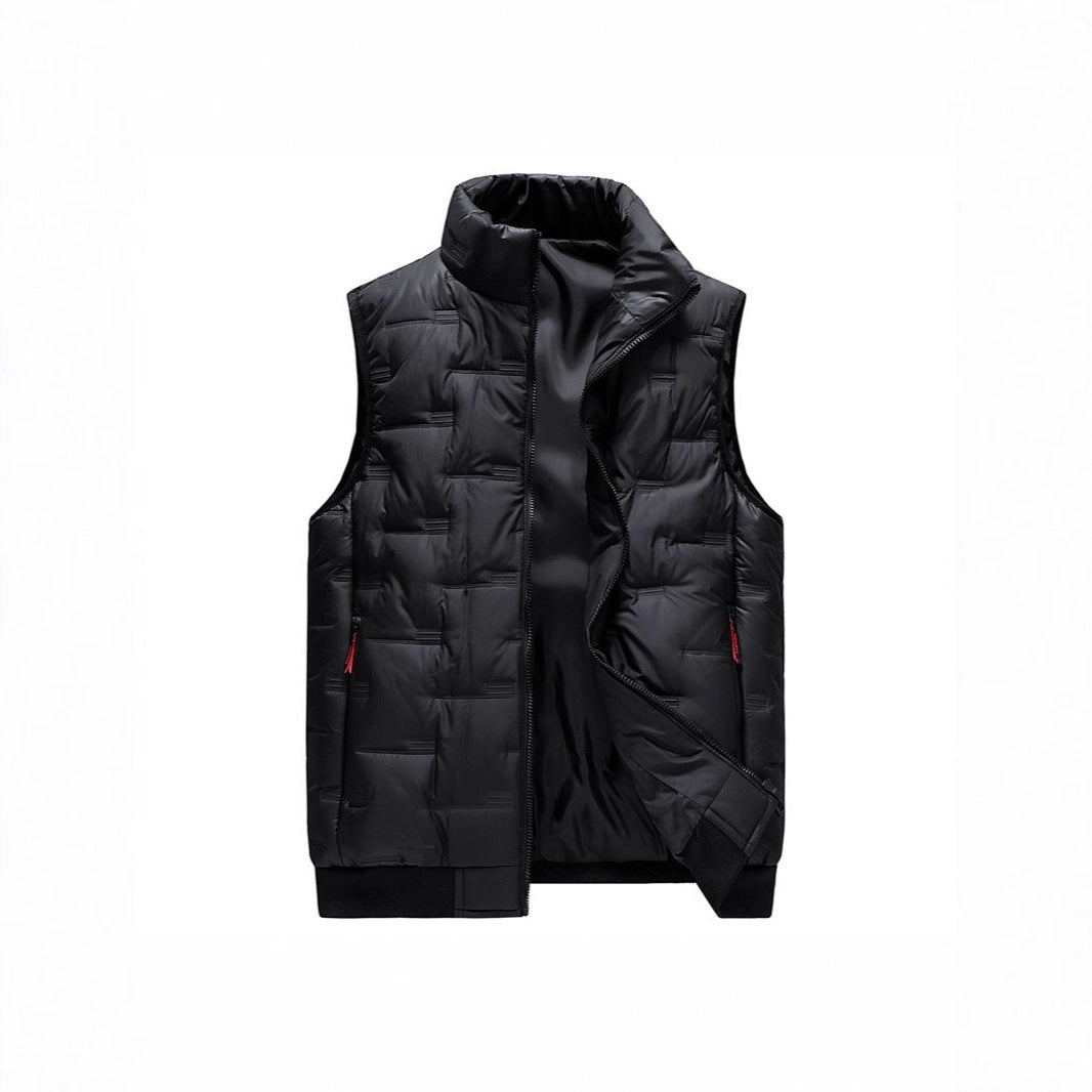 Men's Lightweight Thermal Quilted Vest with Box Quilting, Stand Collar and Elastic Hem Mune Fashion