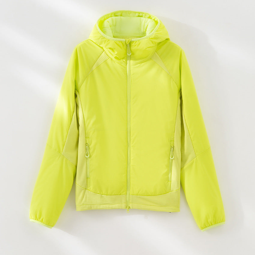 Women's Lightweight Wind and Thermal Jacket with Hood, Quilted Lining and Two-Way Zipper Mune Fashion