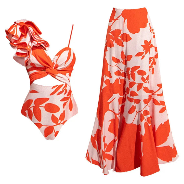Women's Elegant One-Piece Swimsuit with Voluminous Ruffle Details Mune Fashion