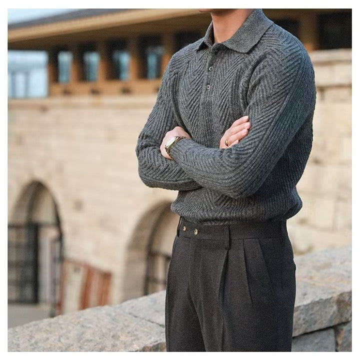 Men's Fashionable Knit Sweater with Quilted Pattern Mune Fashion