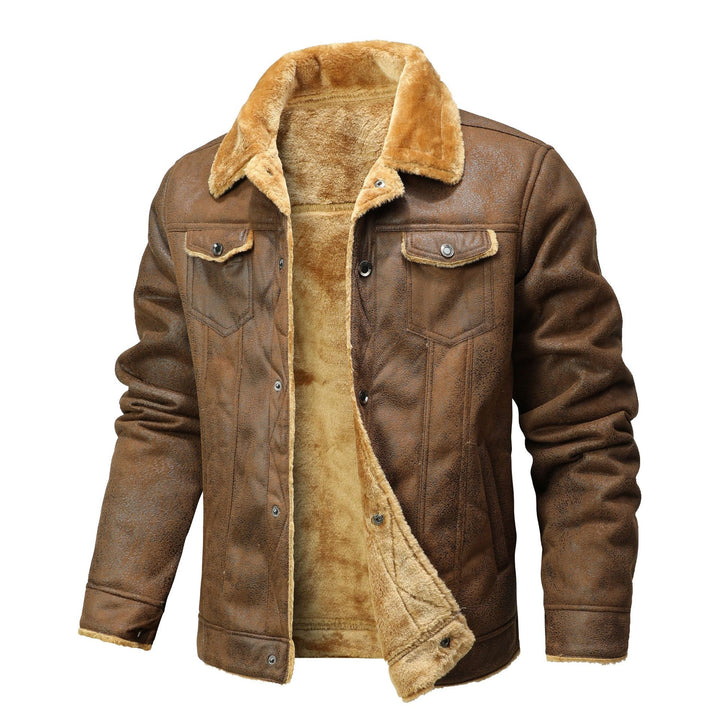Men's suede imitation trucker jacket with Sherpa lining Mune Fashion