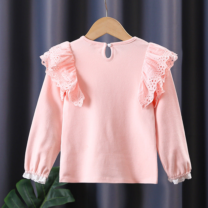 Girls sweatshirt with ruffles and floral heart motif Mune Fashion