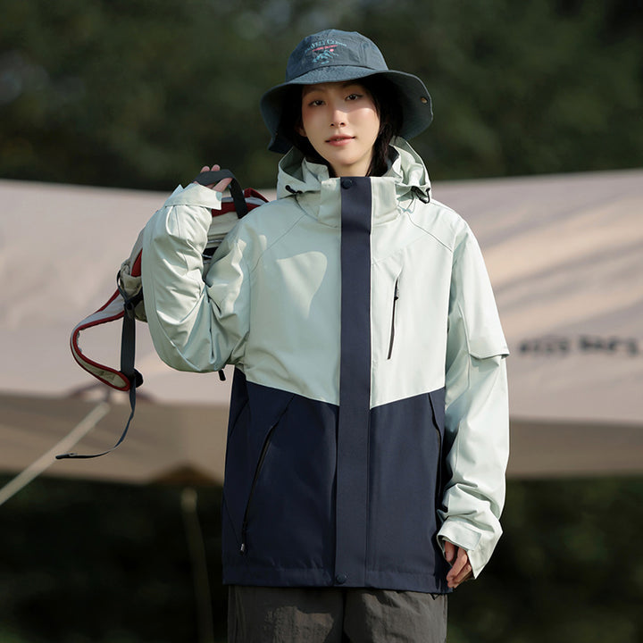 Women's trekking softshell parka with dual-layer membrane, welded seams, and adjustable hood Mune Fashion