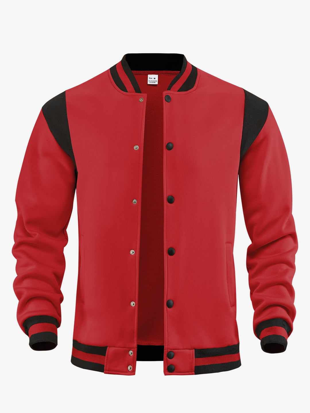 Men's light baseball jacket in sweat quality with snap button placket, ribbed collar and contrasting shoulder yoke Mune Fashion