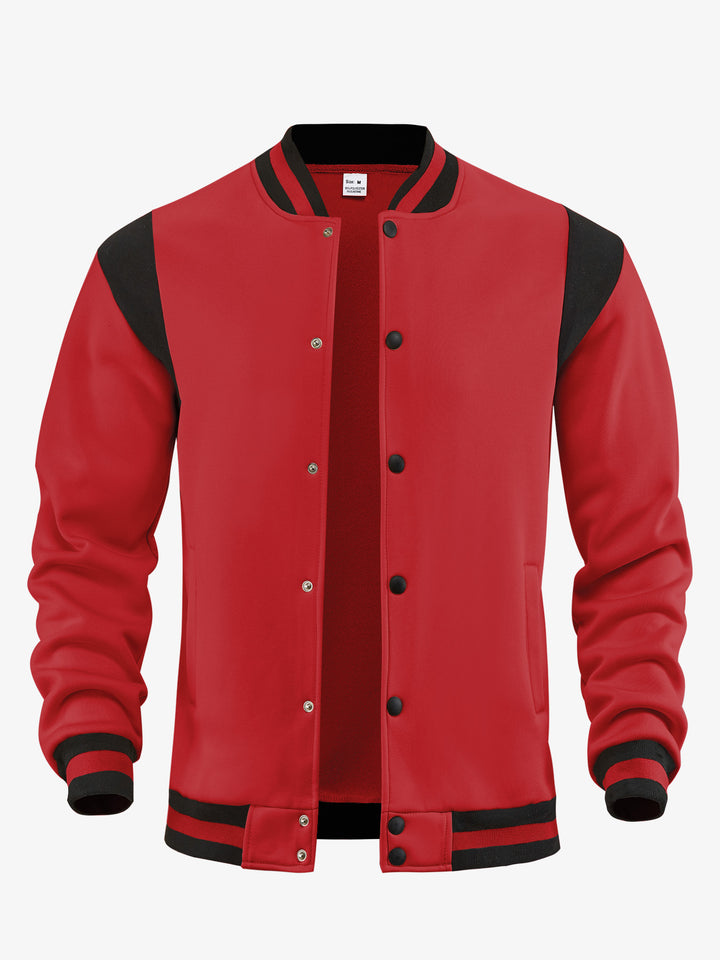 Men's light baseball jacket in sweat quality with snap button placket, ribbed collar and contrasting shoulder yoke Mune Fashion