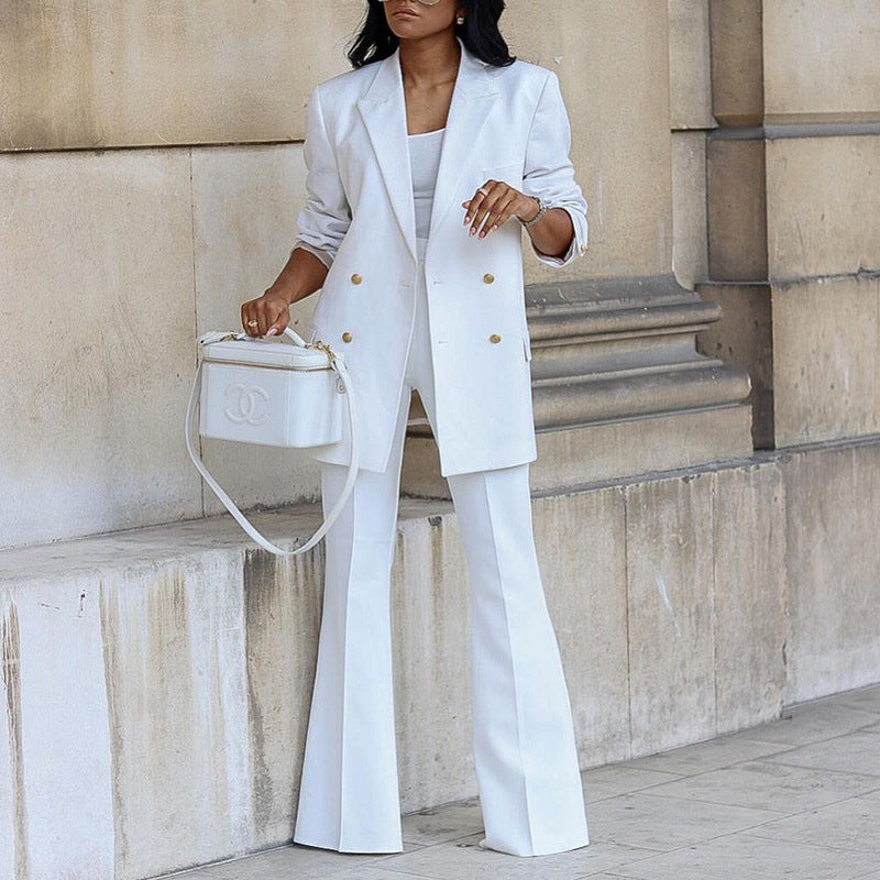 Women's Two-Piece Tailoring Set with Oversized Blazer and High-Waist Flared Pants Mune Fashion