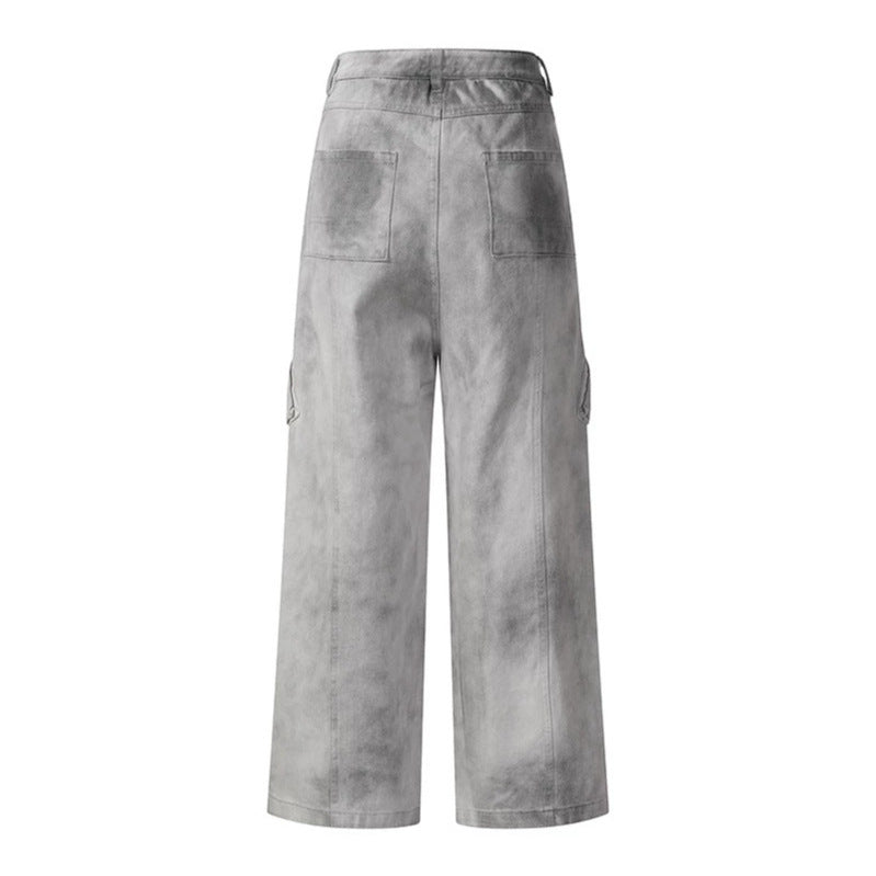 Women's High-Waisted Baggy Culotte Jeans in Workwear Style with Flap Pockets and Adjustable Hem Mune Fashion