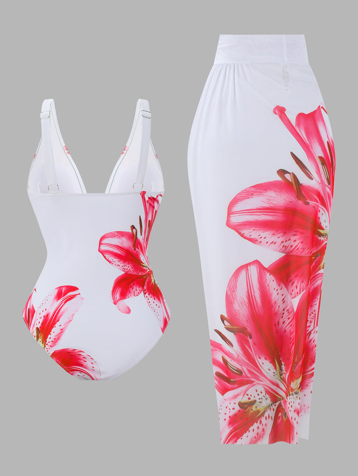 Ladies swimwear set with elegant floral pattern Mune Fashion