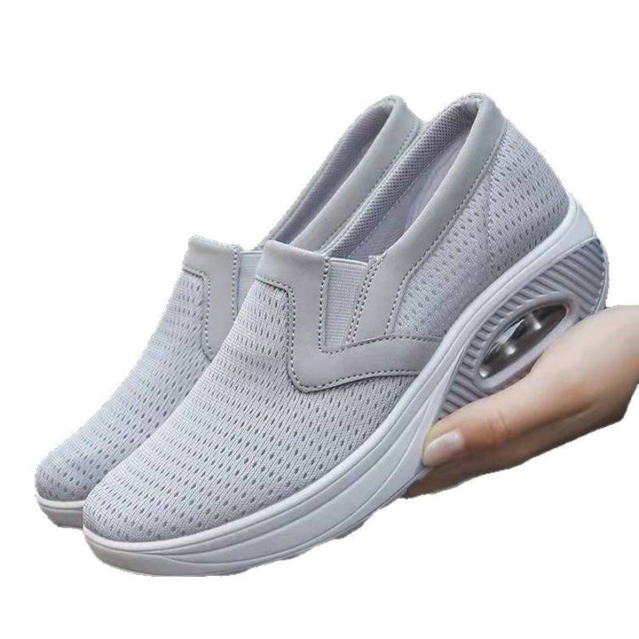 Women  breathable Slip-On sneakers with air-cushion wedge sole and elastic knit upper Mune Fashion