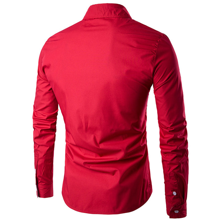 Men's fitted shirt with tribal print, concealed button placket, and contrast collar Mune Fashion