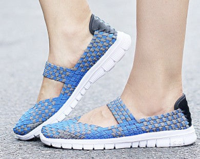 Ladies nan elastic Mary Jane strap comfort shoe with woven stretch upper material and flexible light sole Mune Fashion