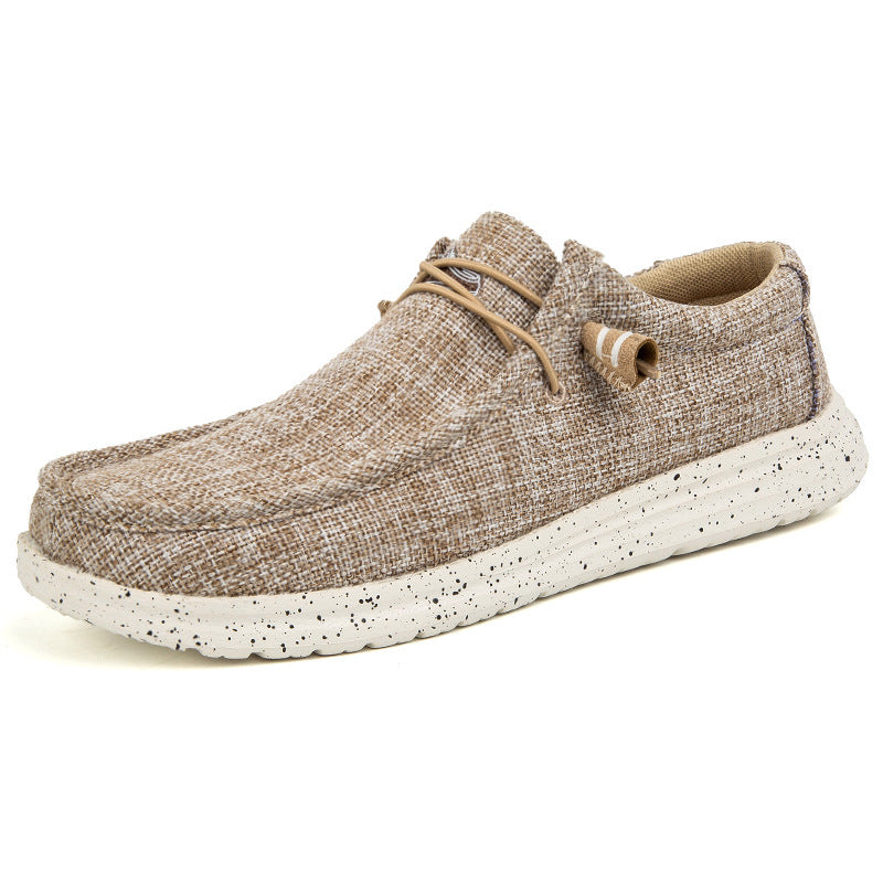 Men's Casual Canvas Moccasin Slipper with Braided Lacing and Spotted EVA Sole Mune Fashion