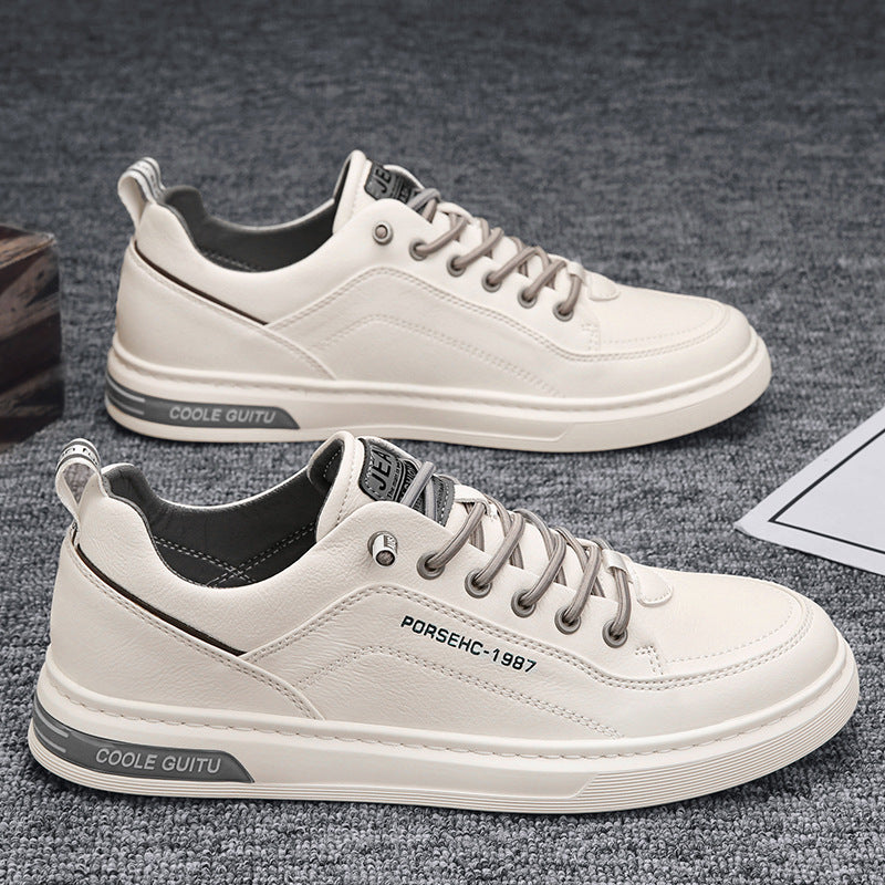 Men's Casual Faux Leather Sneakers with Padded Heel and Textured Rubber Sole Mune Fashion