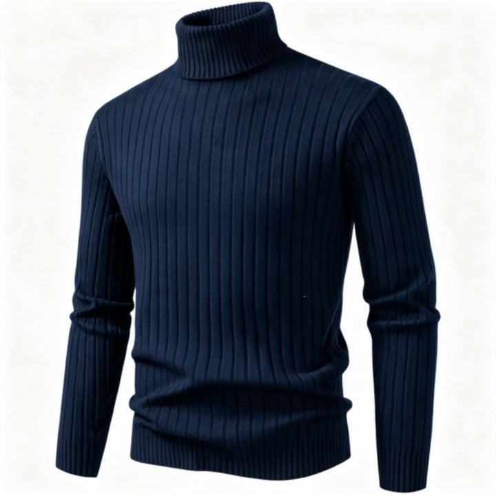 Men's fitted turtleneck sweater in ribbed fine knit Mune Fashion