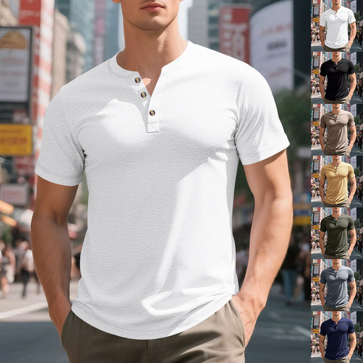 Men's Short Sleeve Henley T-Shirt made of soft cotton with decorative button placket Mune Fashion