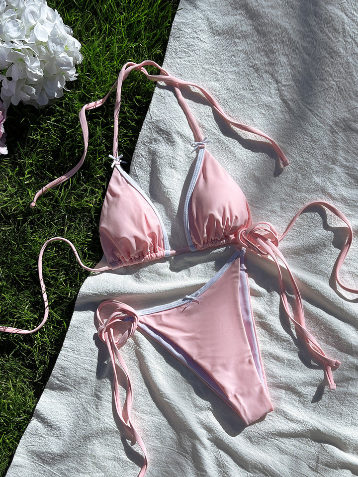 Women's Triangle Bikini with adjustable tie straps and feminine accents Mune Fashion