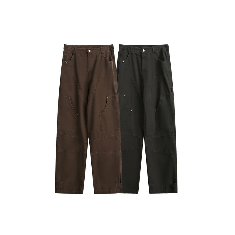 Women Wide High-Waist Cargo Pants with Multifunctional Pockets and Adjustable Hem Mune Fashion