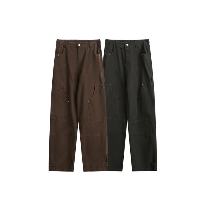 Women Wide High-Waist Cargo Pants with Multifunctional Pockets and Adjustable Hem Mune Fashion