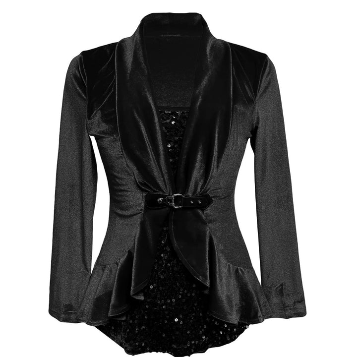 Women nan tailored velvet blazer with shawl collar and decorative belt Mune Fashion