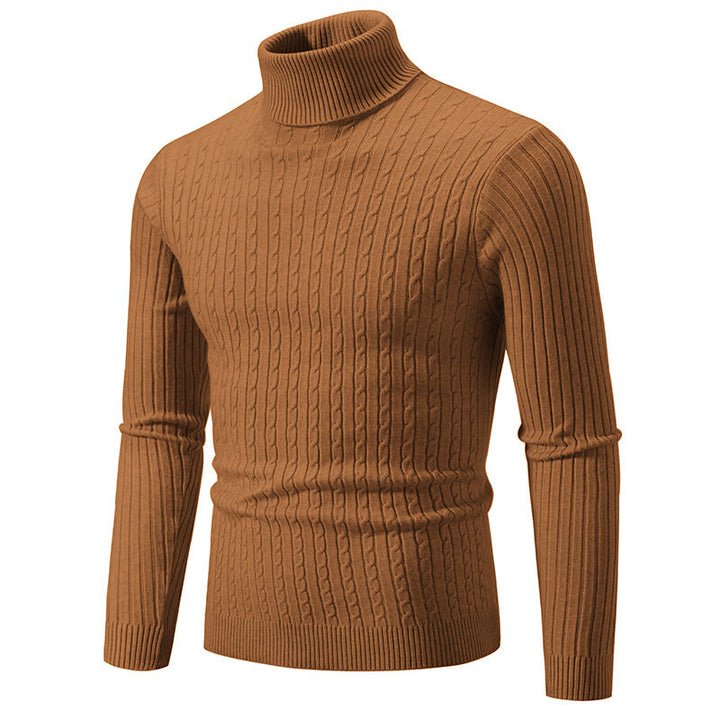 Men's turtleneck sweater with cable knit and slim fit Mune Fashion