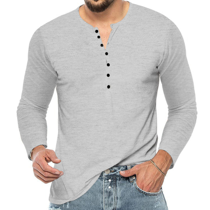 Men's slim fit Henley shirt with stand-up collar and short button placket Mune Fashion