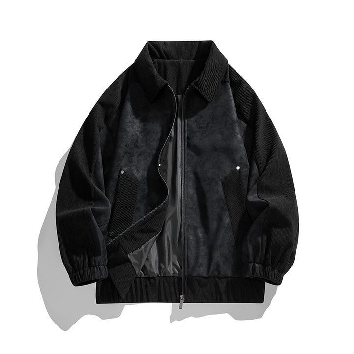 Men's faux velvet bomber jacket in oversized boxy cut with two-way zipper & elastic hem Mune Fashion
