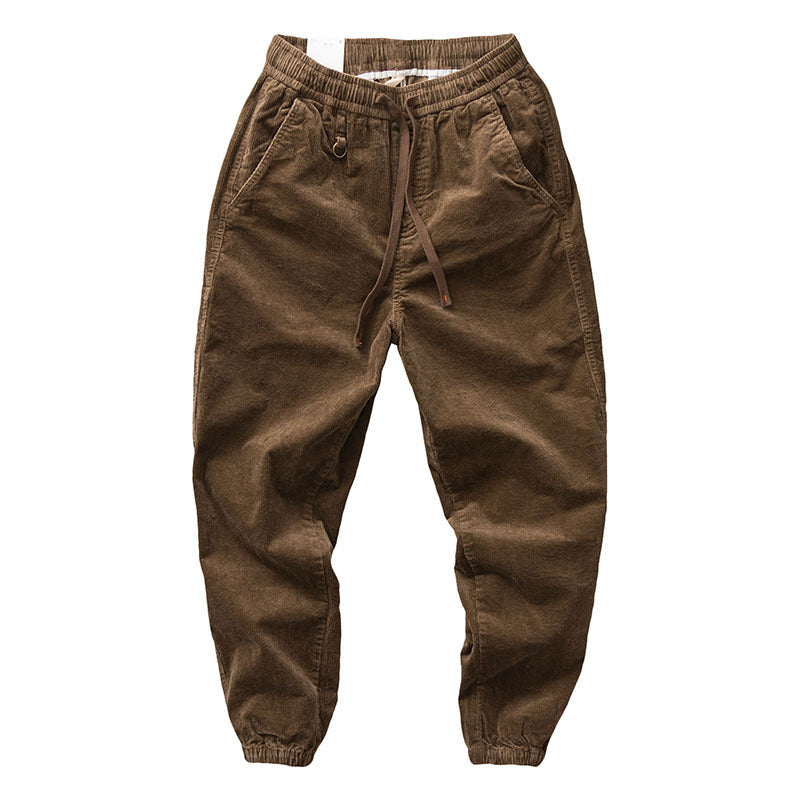 Men's chino jogger pants made of cotton blend with elastic waistband, drawstring, and elastic ankle cuffs Mune Fashion
