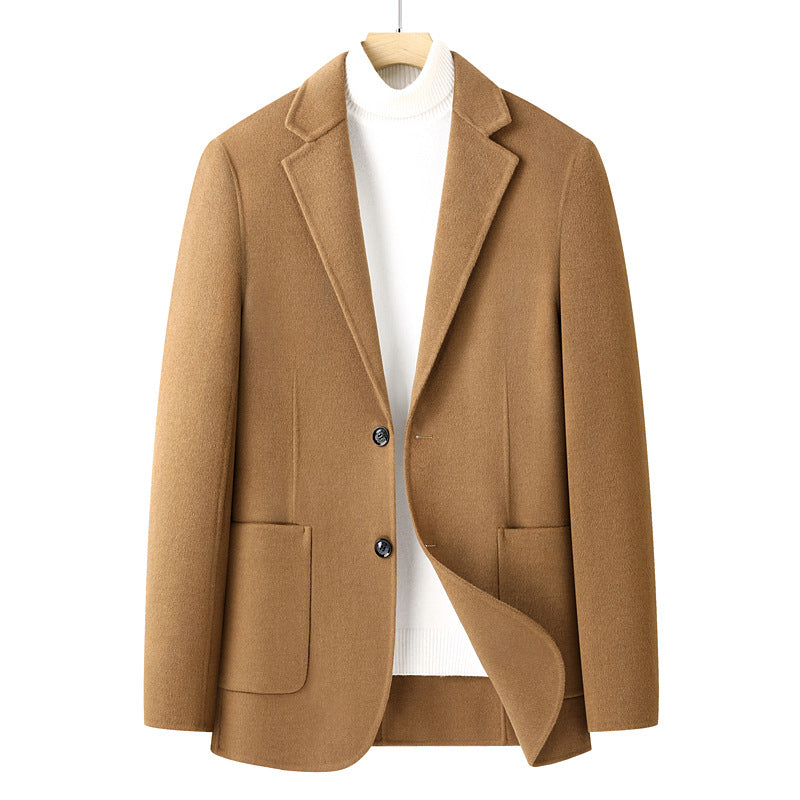 Men's Blazer Herringbone Wool Blend with Two-Button Closure and Patch Pockets Mune Fashion