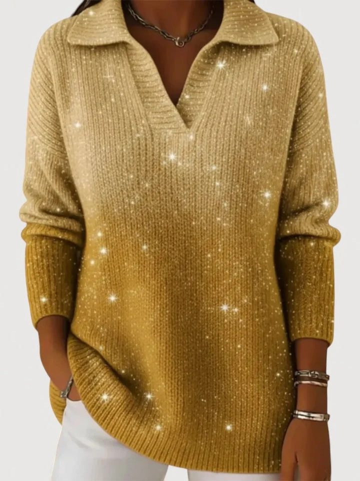 Women's Fashionable Knit Sweater with V-Neck
