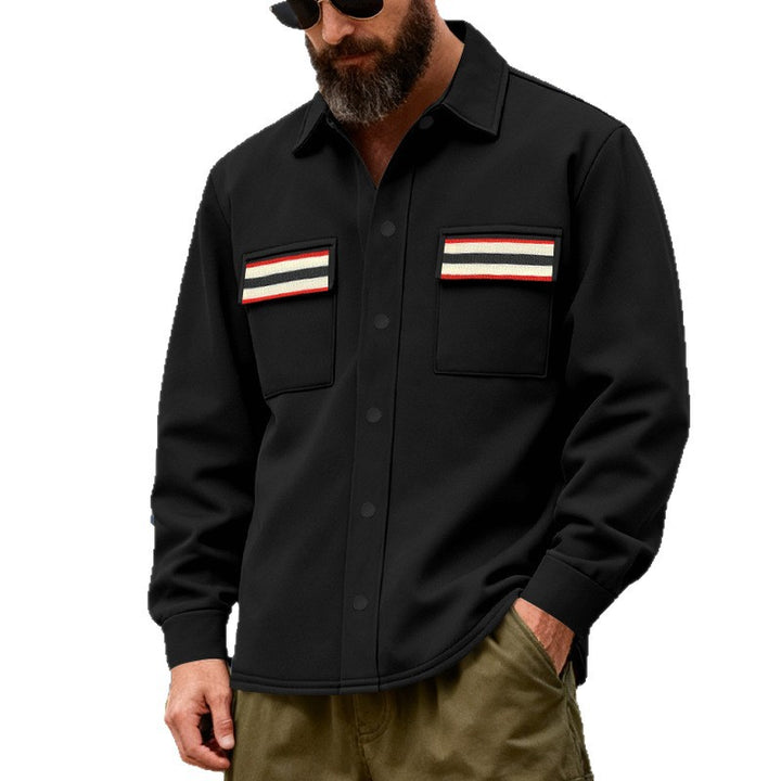 Men's overshirt jacket with snap button placket and striped chest pockets Mune Fashion