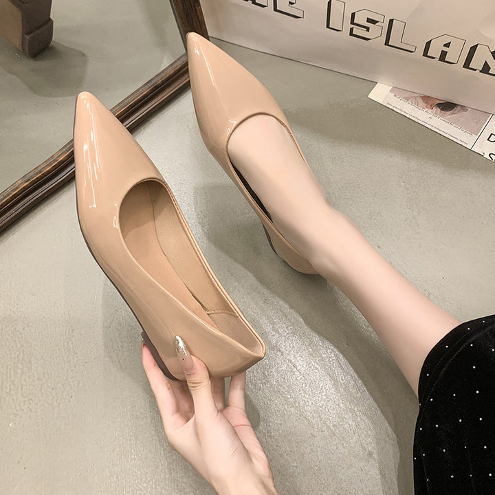 Ladies flat pointed patent ballerina with padded comfort insole Mune Fashion