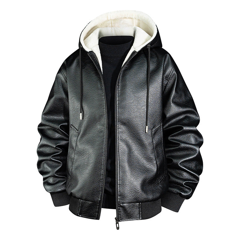 Men Cool Faux Leather Jacket with Cozy Inner Lining Mune Fashion