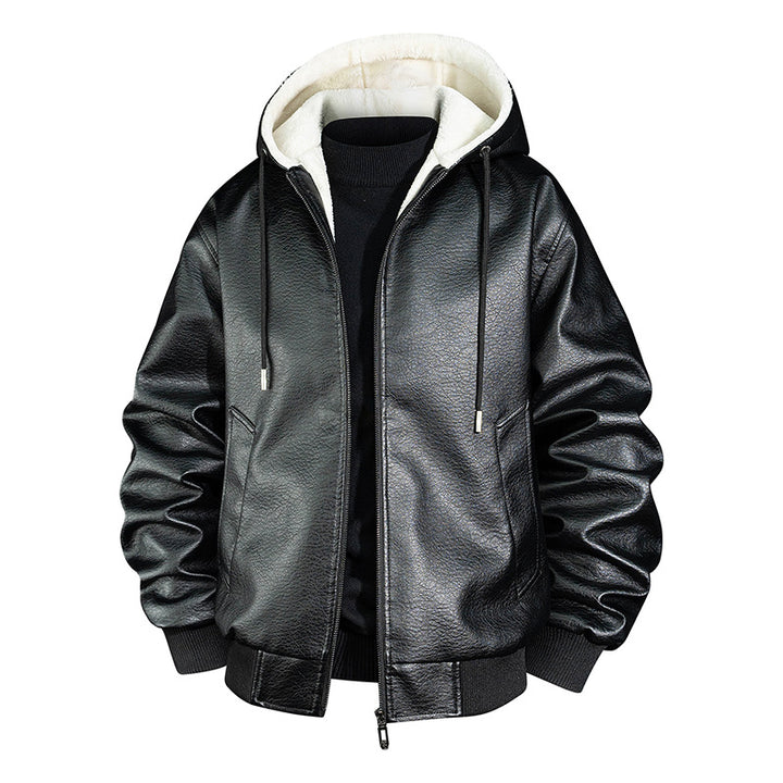 Men Cool Faux Leather Jacket with Cozy Inner Lining Mune Fashion