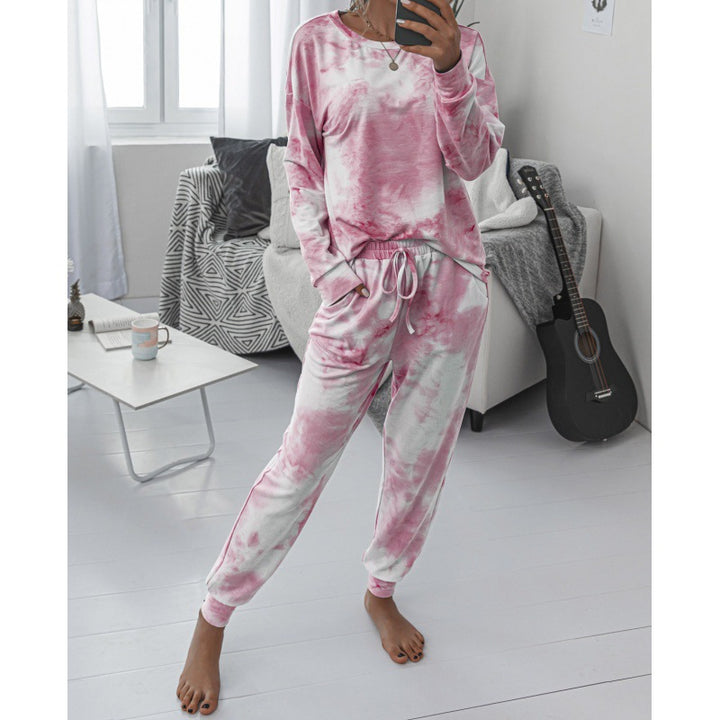 Women Casual Tie-Dye Lounge Jumpsuit with Drawstring and Pocket Mune Fashion