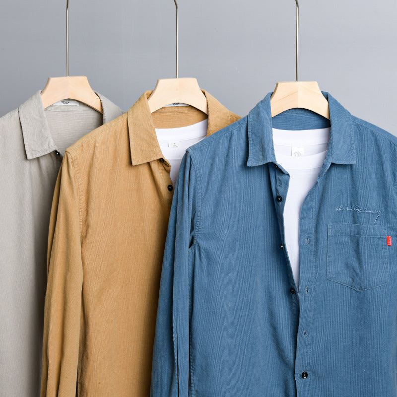 Men's Lightweight Cotton Shirt in Relaxed Fit with Chest Pocket and Soft Wash Mune Fashion