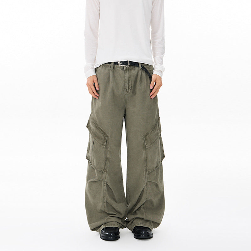 Men's wide technical multi-pocket cargo pants in palazzo cut Mune Fashion