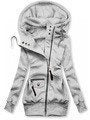 Women's Long Hooded Jacket with Asymmetrical Zipper and Zip Pocket Mune Fashion